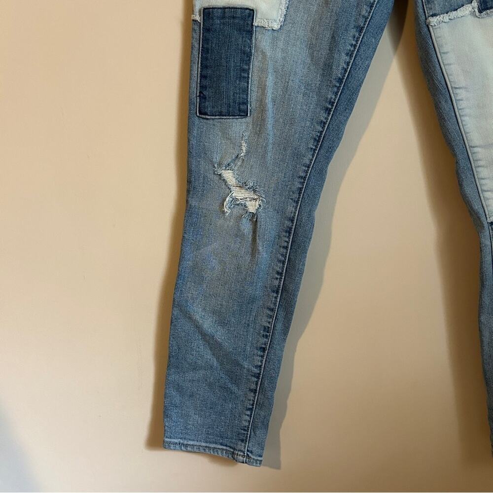 GAP Light Wash Distressed Rips Patchwork Mid-Rise… - image 5
